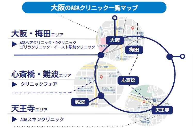 大阪のAGAクリニック一覧MAP
