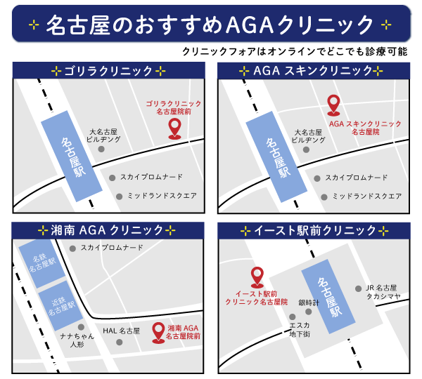名古屋のおすすめAGAクリニックの地図
